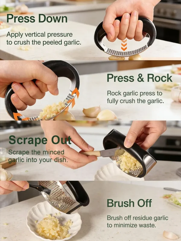 1PC Innovative Stainless Steel Garlic Press - Efficient Garlic Paste Maker Essential Kitchen Tool