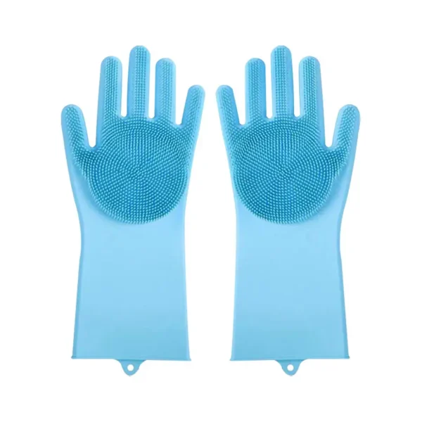 Magic Silicone Scrubber Gloves with Sponge - Household Kitchen Cleaning Tools, Handy Aid for Fast Dish & Countertop Cleaning
