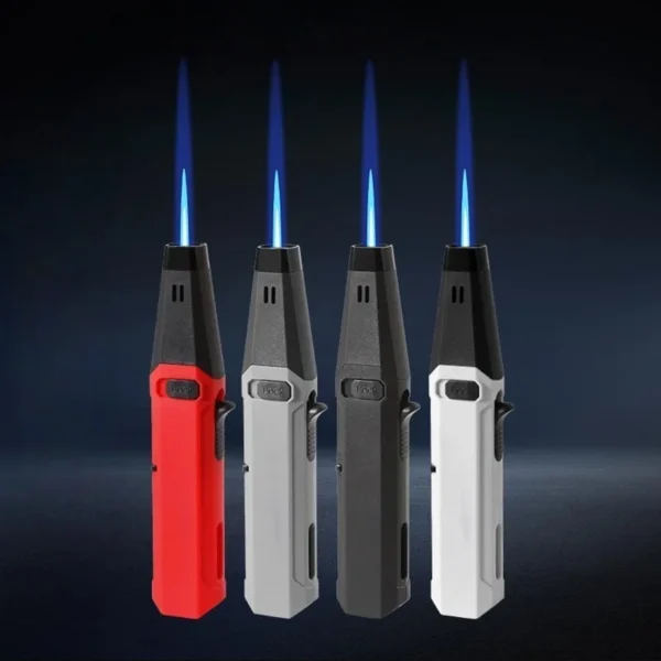Household Gun Lighter Jet Blue Flame Gun Kitchen Cooktop Grill Ignition Inflatable Windproof Lighter Multifunctional Gadgets